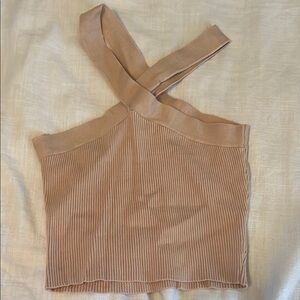 Tan Ribbed Halter Top
